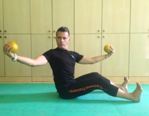 Keep your mind on Pilates. Keep your body toned and try…..1/2 Roll Down &  Oblique Twist με Toning Balls - AthensTrainers®